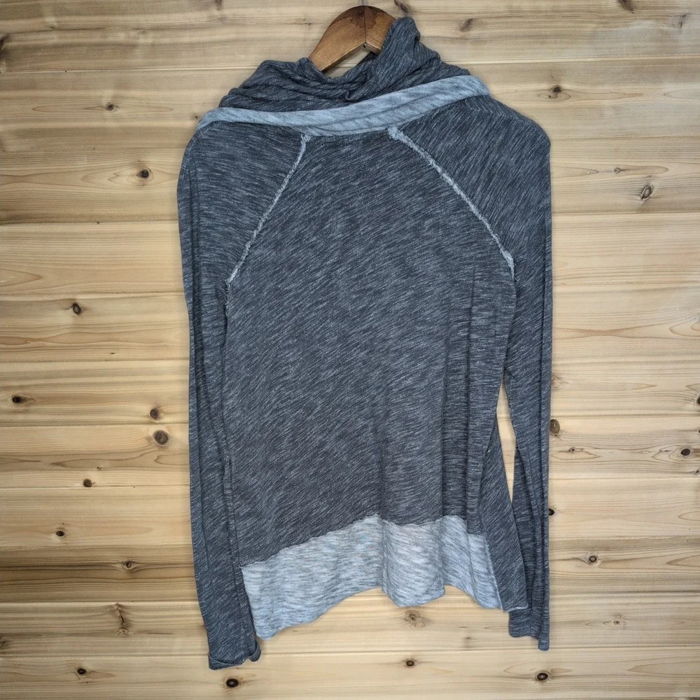 Free People Beach Womens Cowl Neck Long Sleeve Slub Knit Top‎ Grey One Size